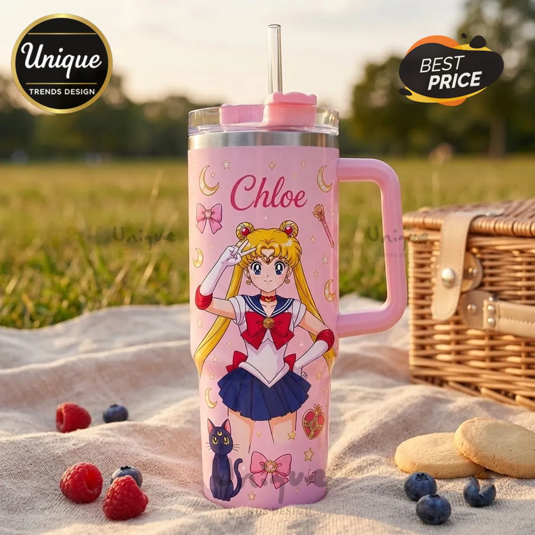 Personalized Sailor Moon Pink Stainless Steel Tumbler Personalized Sailor Moon Pink Stainless Steel Tumbler