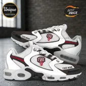 Portland Fire WNBA Personalized Air Max Plus Sneakers featuring white and black mesh with custom team logo and text area.