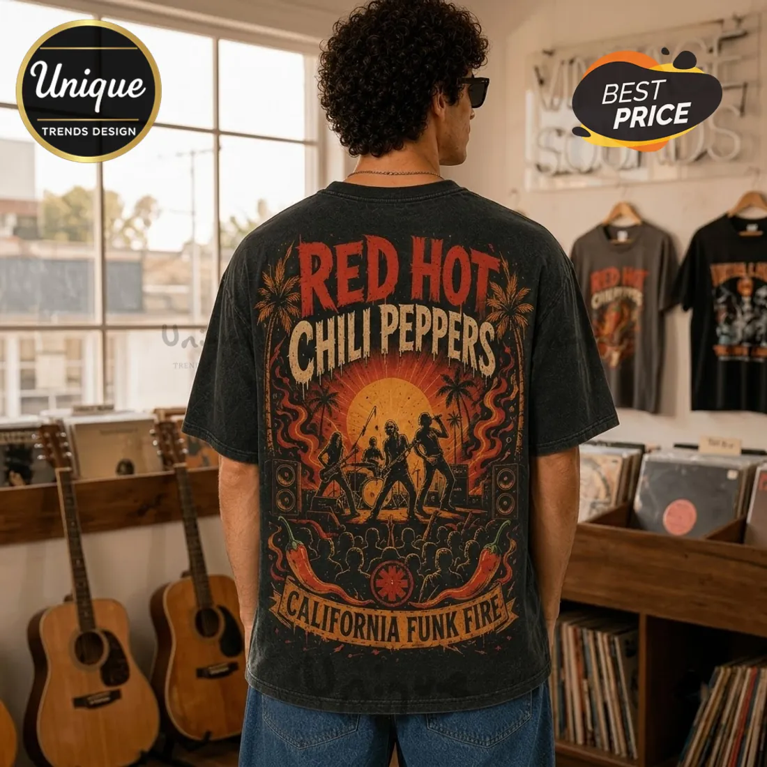 Red Hot Chili Peppers California Funk Fire T-Shirt Red Hot Chili Peppers California Funk Fire T-Shirt