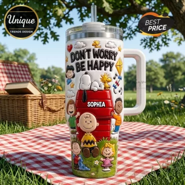 Snoopy and Friends Don’t Worry Be Happy 3D Tumbler