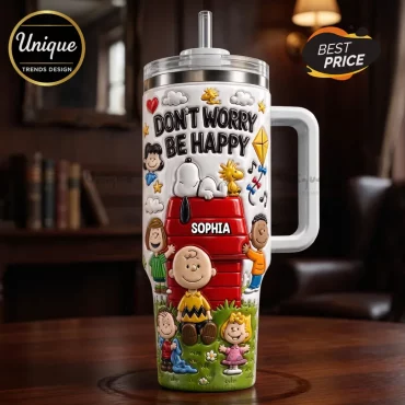 Snoopy and Friends Don’t Worry Be Happy 3D Tumbler