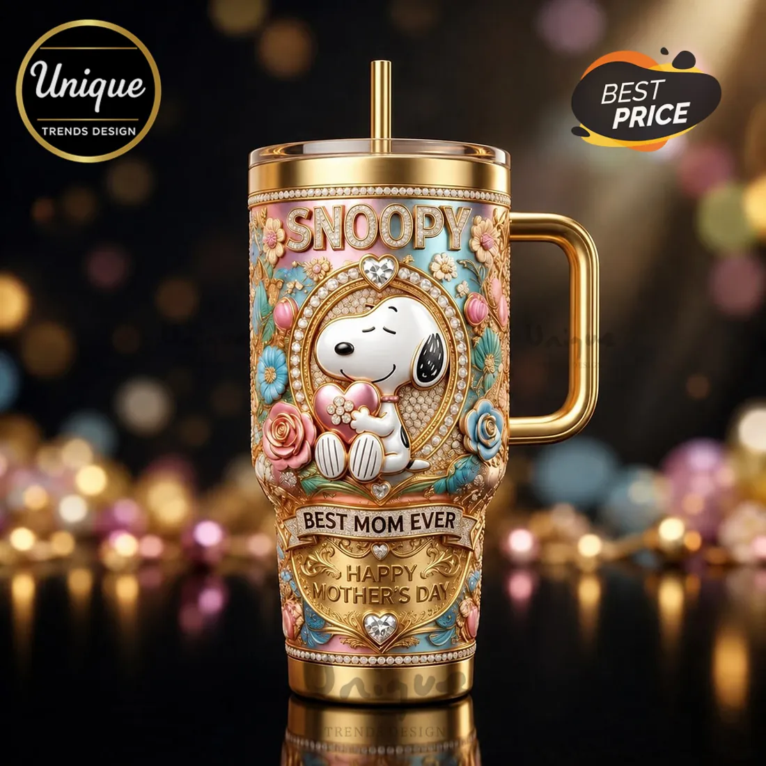 Snoopy Gold Mother’s Day 40oz Tumbler Snoopy Gold Mother’s Day 40oz Tumbler