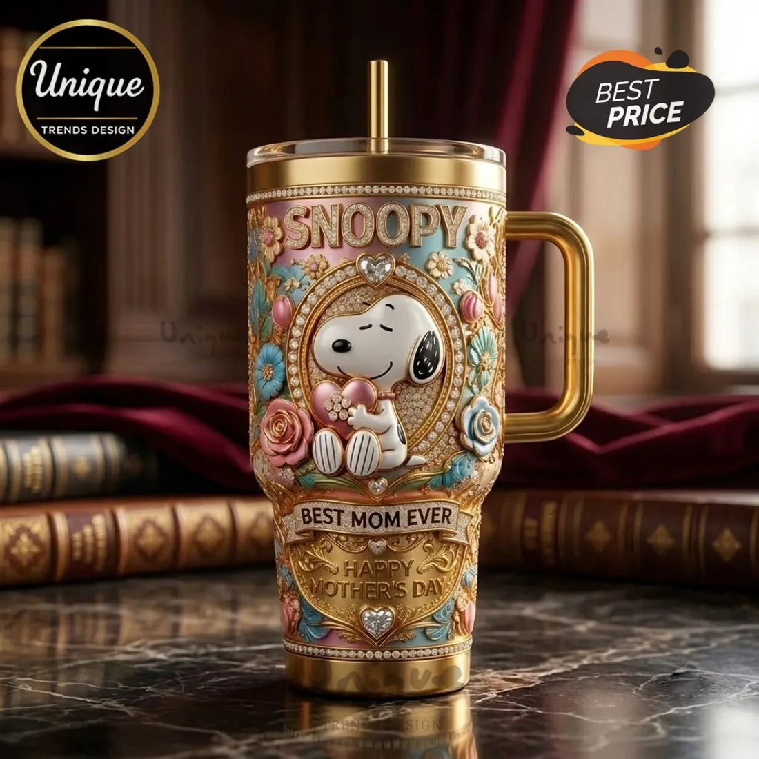 Snoopy Gold Mother’s Day 40oz Tumbler Snoopy Gold Mother’s Day 40oz Tumbler