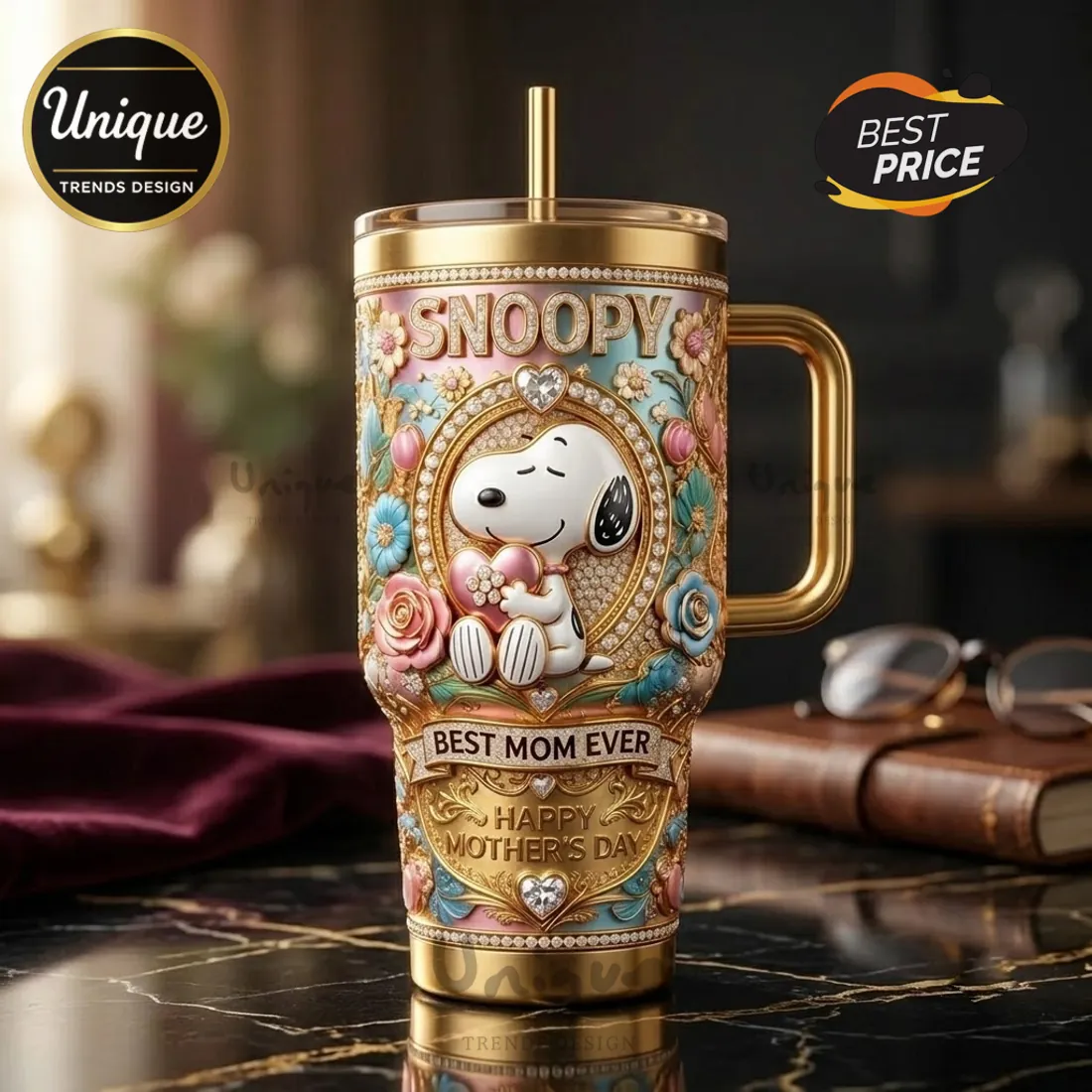 Snoopy Gold Mother’s Day 40oz Tumbler Snoopy Gold Mother’s Day 40oz Tumbler