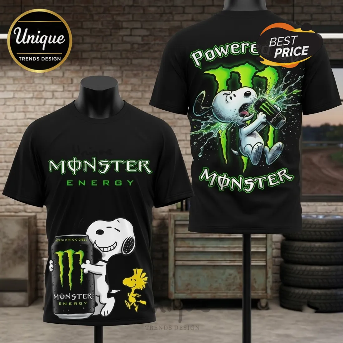 Snoopy Powered by Monster Energy T-Shirt Snoopy Powered by Monster Energy T-Shirt
