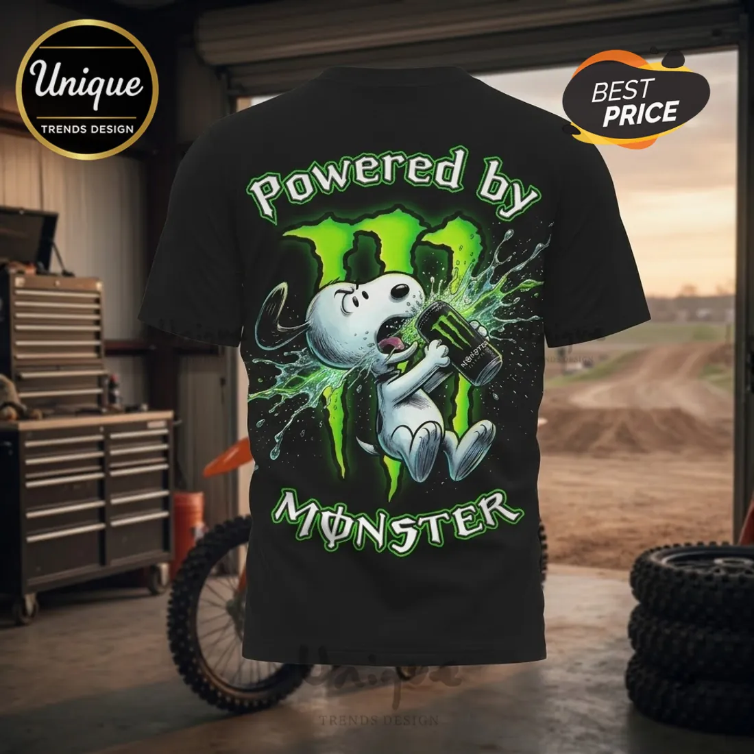 Snoopy Powered by Monster Energy T-Shirt Snoopy Powered by Monster Energy T-Shirt