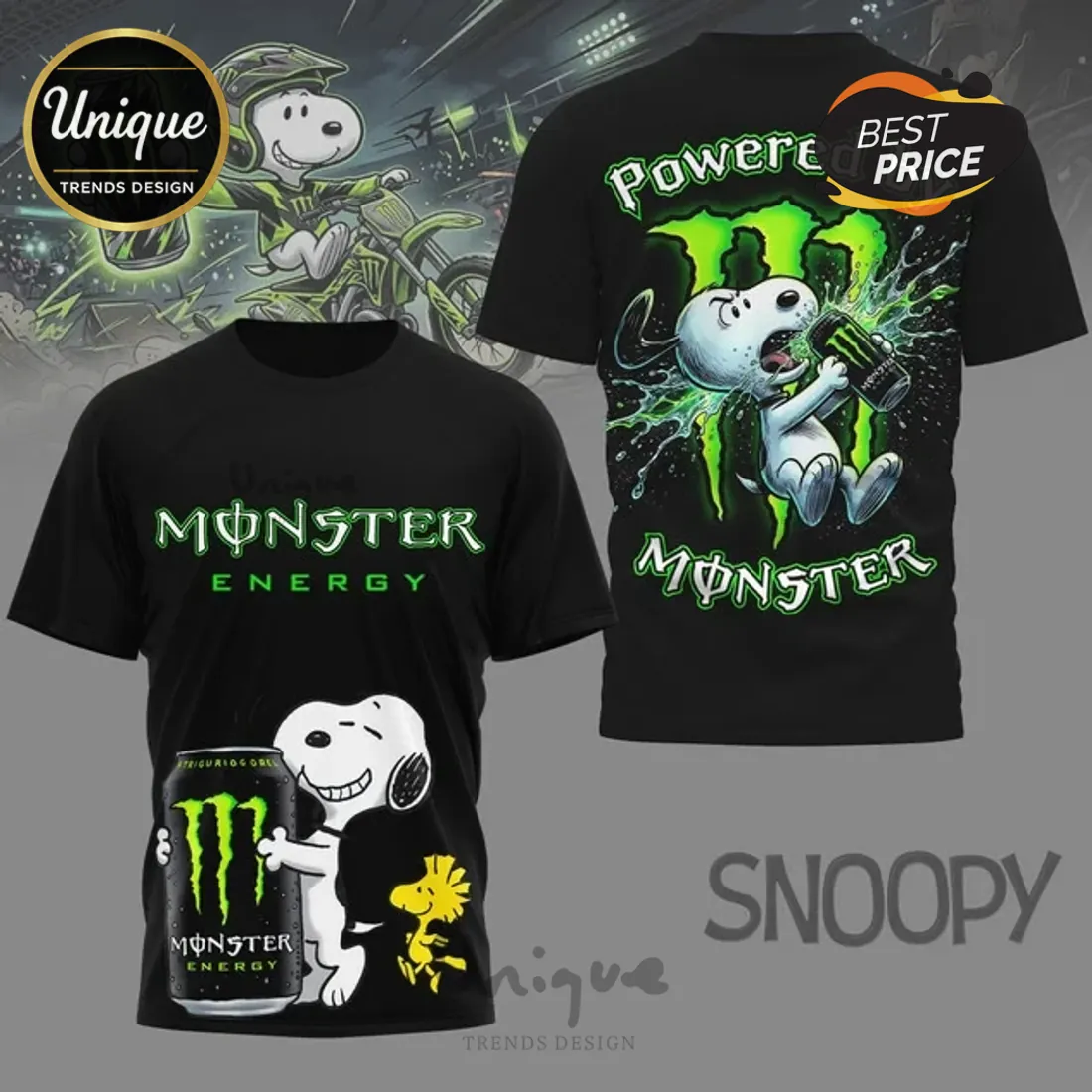 Snoopy Powered by Monster Energy T-Shirt Snoopy Powered by Monster Energy T-Shirt