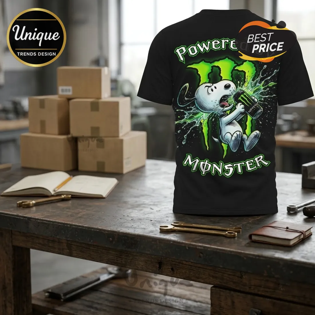 Snoopy Powered by Monster Energy T-Shirt Snoopy Powered by Monster Energy T-Shirt