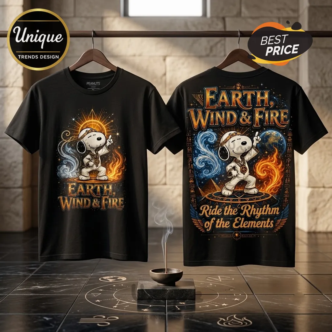 Snoopy x Earth, Wind & Fire Black T-Shirt Snoopy x Earth, Wind & Fire Black T-Shirt