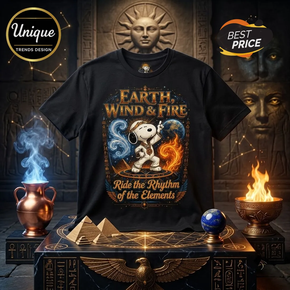 Snoopy x Earth, Wind & Fire Black T-Shirt Snoopy x Earth, Wind & Fire Black T-Shirt