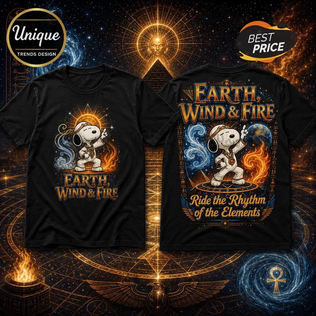 Snoopy x Earth, Wind & Fire Black T-Shirt Snoopy x Earth, Wind & Fire Black T-Shirt
