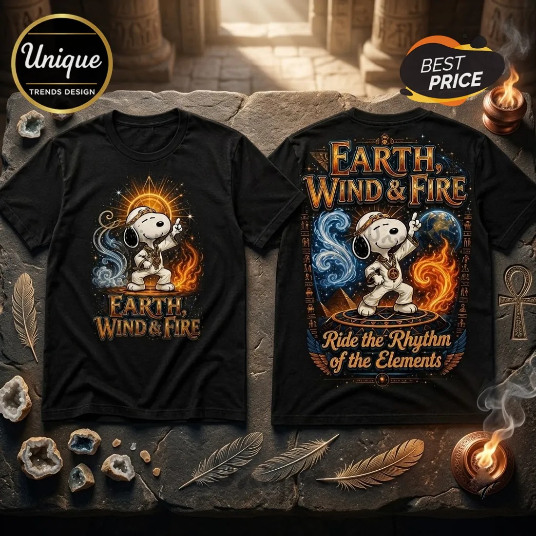 Snoopy x Earth, Wind & Fire Black T-Shirt Snoopy x Earth, Wind & Fire Black T-Shirt