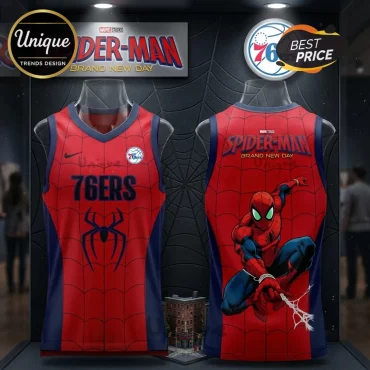 Spider-Man x Philadelphia 76ers Red Basketball Jersey