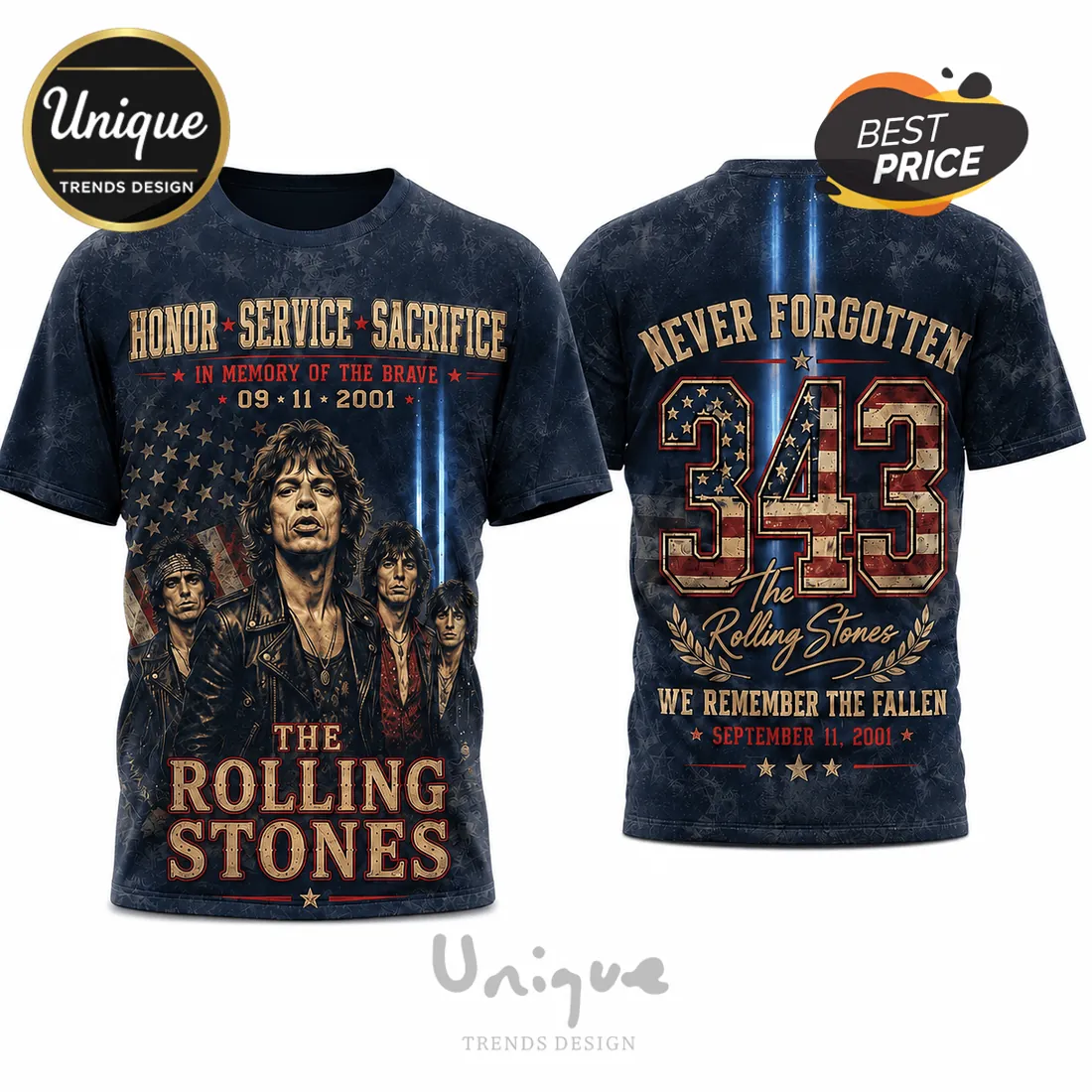 The Rolling Stones 9/11 Remembrance Tribute T-Shirt The Rolling Stones 9/11 Remembrance Tribute T-Shirt