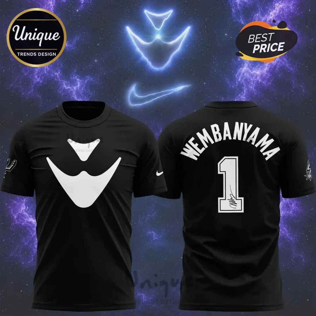 Victor Wembanyama Signature San Antonio Spurs Black T-Shirt Victor Wembanyama Signature San Antonio Spurs Black T-Shirt